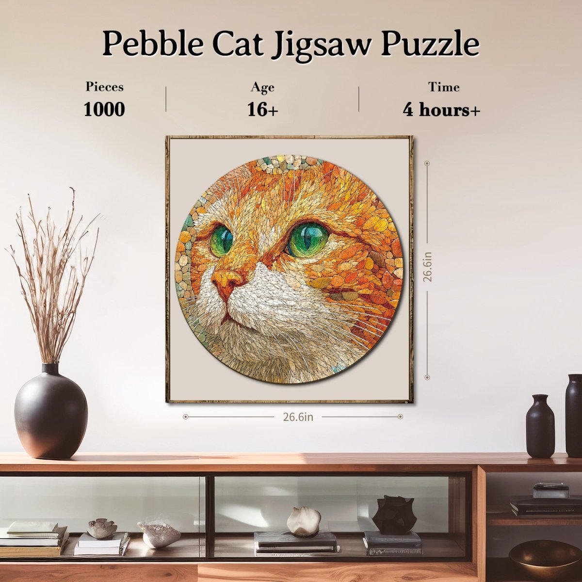 Artistic 1000 - Piece Cardboard Jigsaw Puzzle - Pebble Cat - KAAYEE Puzzle