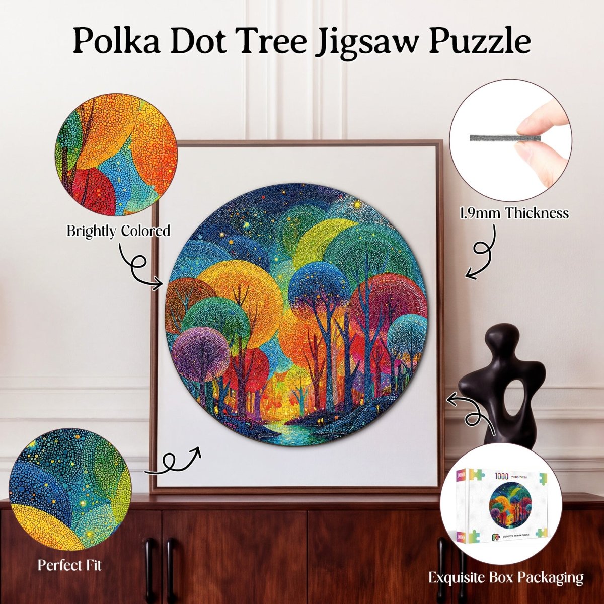 Artistic 1000-Piece Cardboard Jigsaw Puzzle - Polka Dot Tree