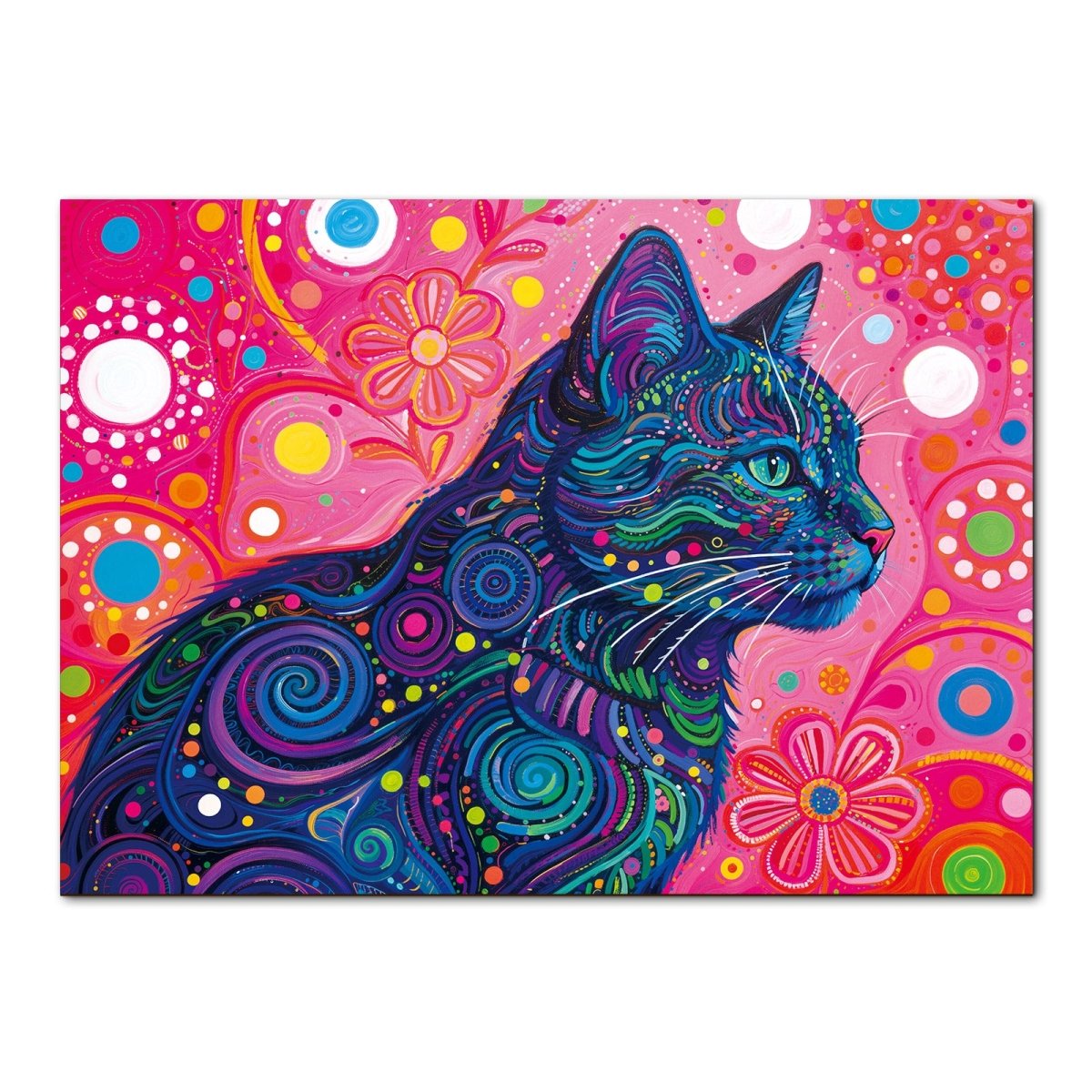 Artistic 1000 - Piece Cardboard Jigsaw Puzzle - Psychedelic Cat - KAAYEE Puzzle