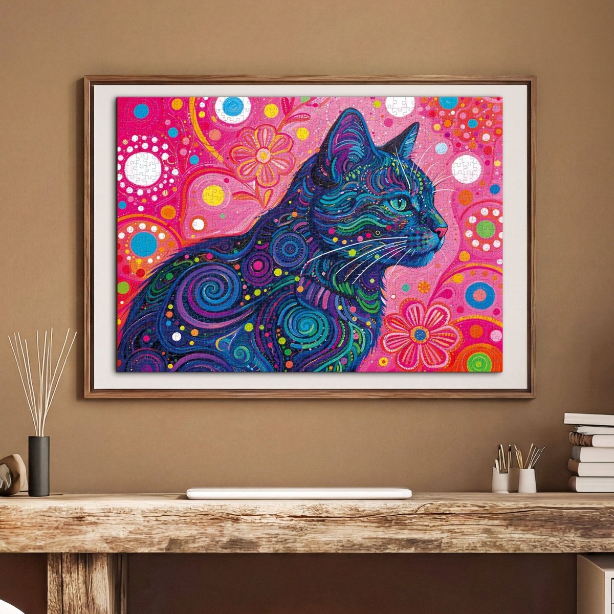 Artistic 1000 - Piece Cardboard Jigsaw Puzzle - Psychedelic Cat - KAAYEE Puzzle