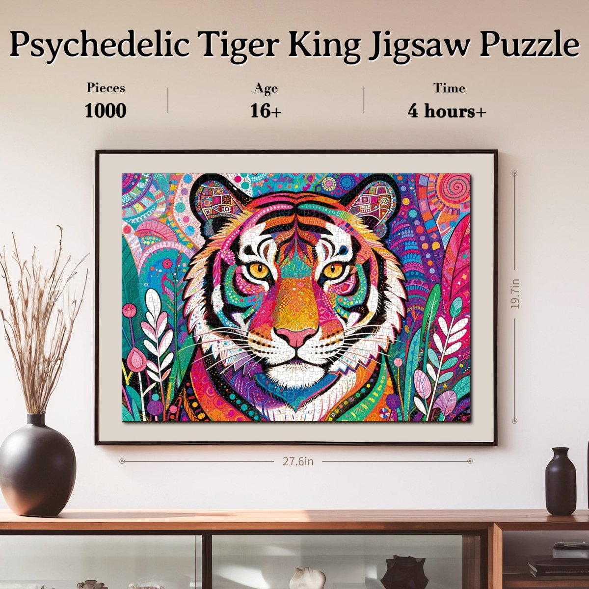 Artistic 1000 - Piece Cardboard Jigsaw Puzzle - Psychedelic Tiger King - KAAYEE Puzzle
