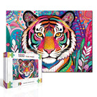 Artistic 1000 - Piece Cardboard Jigsaw Puzzle - Psychedelic Tiger King - KAAYEE Puzzle