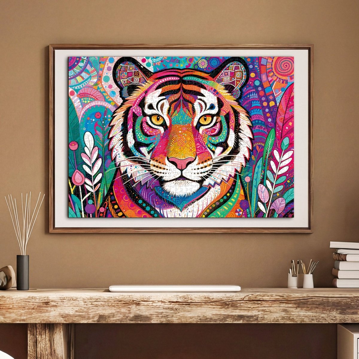 Artistic 1000 - Piece Cardboard Jigsaw Puzzle - Psychedelic Tiger King - KAAYEE Puzzle
