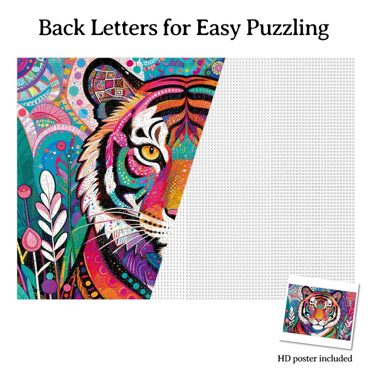 Artistic 1000 - Piece Cardboard Jigsaw Puzzle - Psychedelic Tiger King - KAAYEE Puzzle