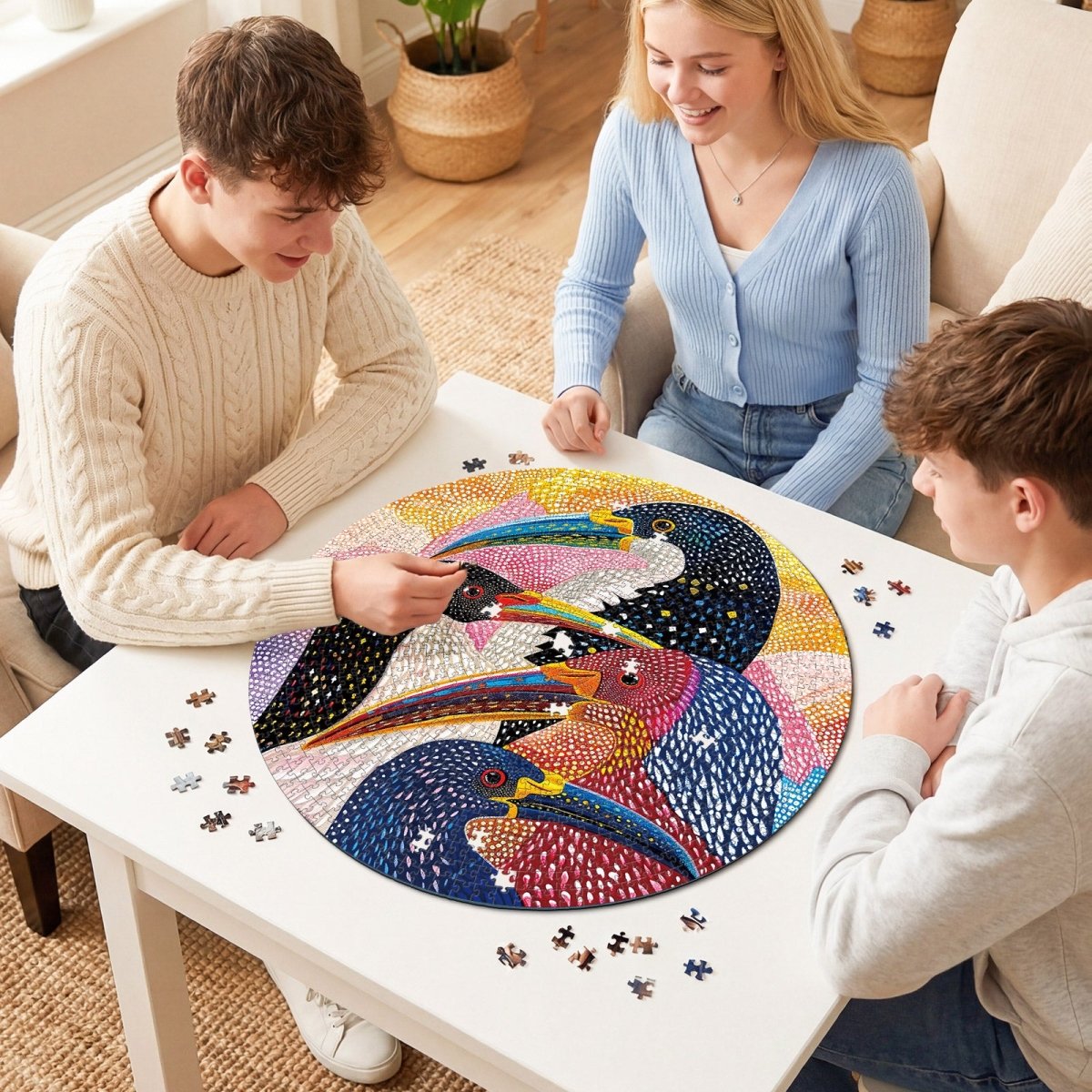 Artistic 1000 - Piece Cardboard Jigsaw Puzzle - Realm of Colorful Beaks - KAAYEE Puzzle