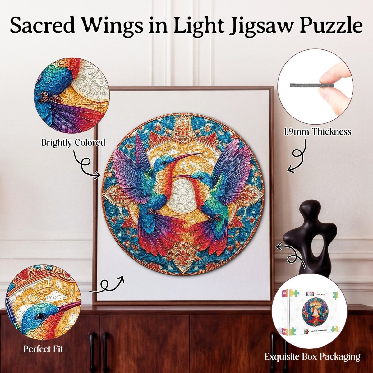 Artistic 1000 - Piece Cardboard Jigsaw Puzzle - Sacred Wings in Light - KAAYEE Puzzle