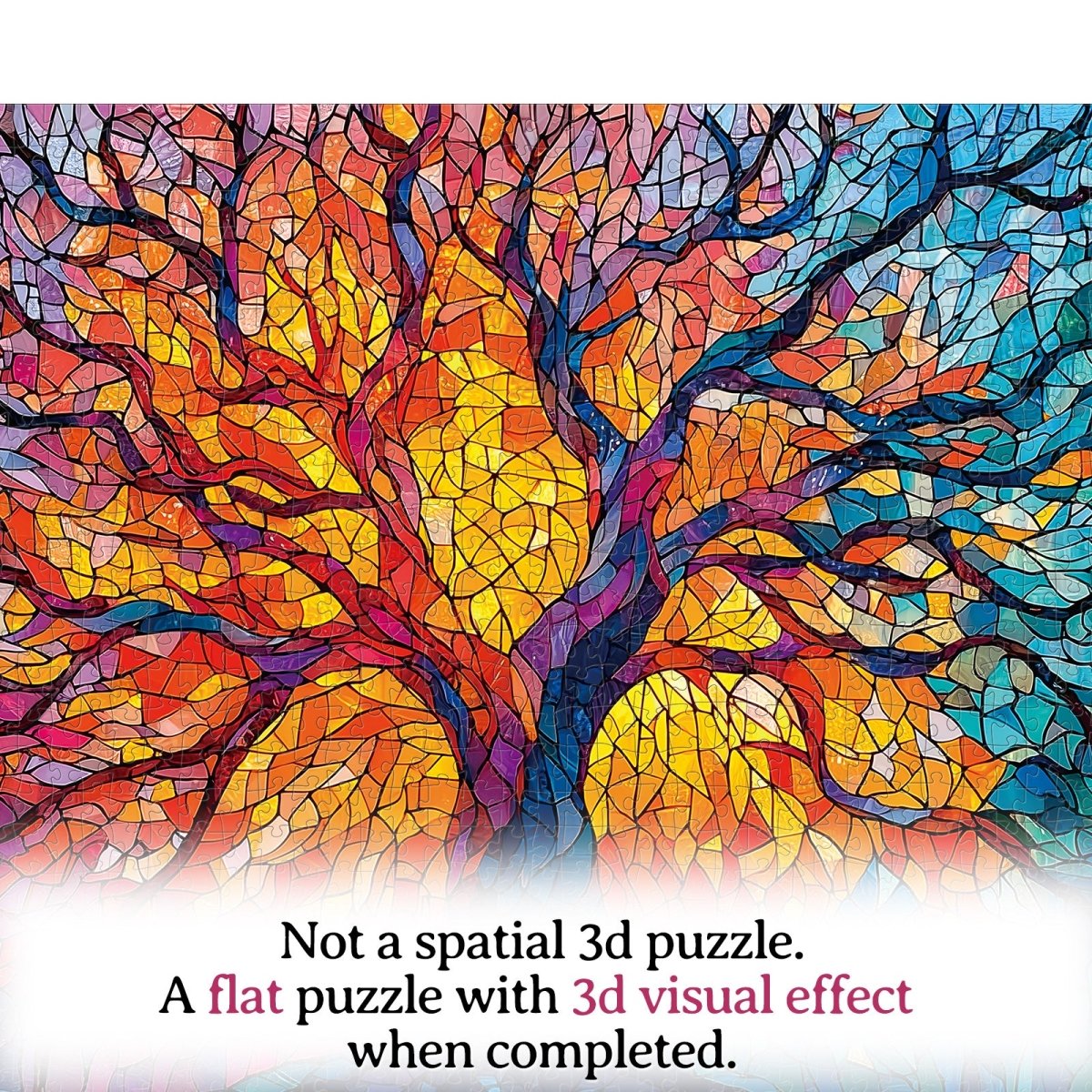 Artistic 1000 - Piece Cardboard Jigsaw Puzzle - Stained Glass Tree - KAAYEE Puzzle