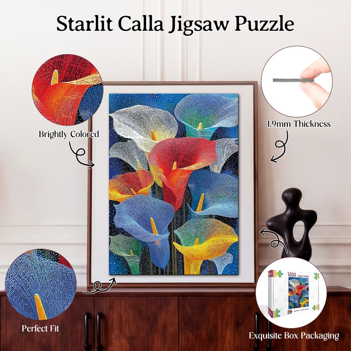 Artistic 1000 - Piece Cardboard Jigsaw Puzzle - Starlit Calla - KAAYEE Puzzle
