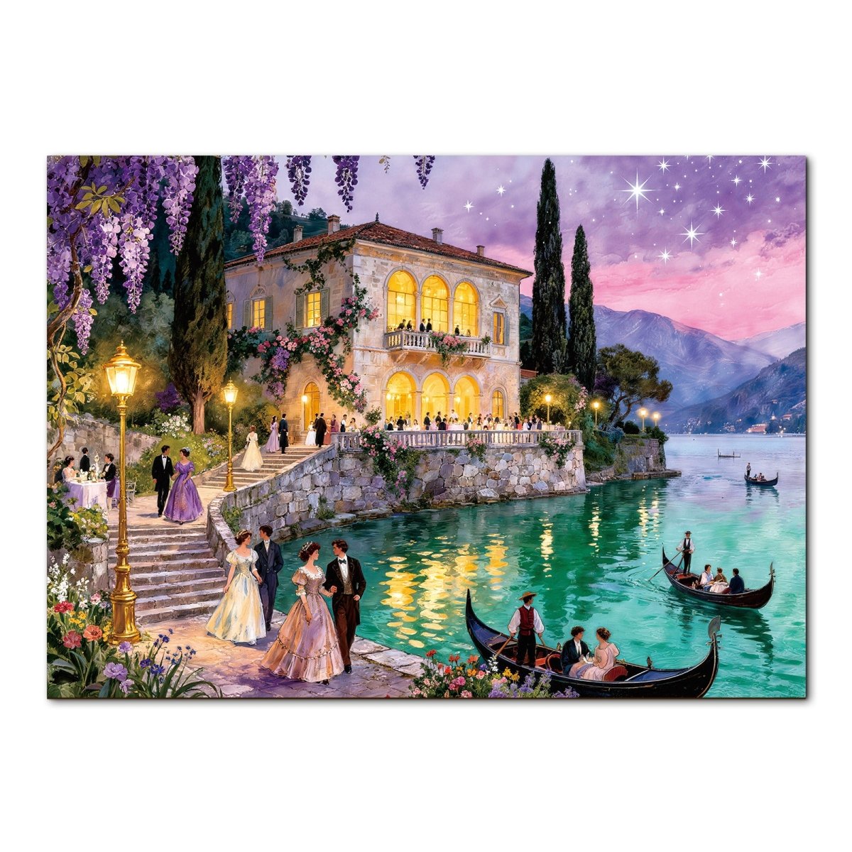 Artistic 1000 - Piece Cardboard Jigsaw Puzzle - Starlit Lakeside Ball - KAAYEE Puzzle