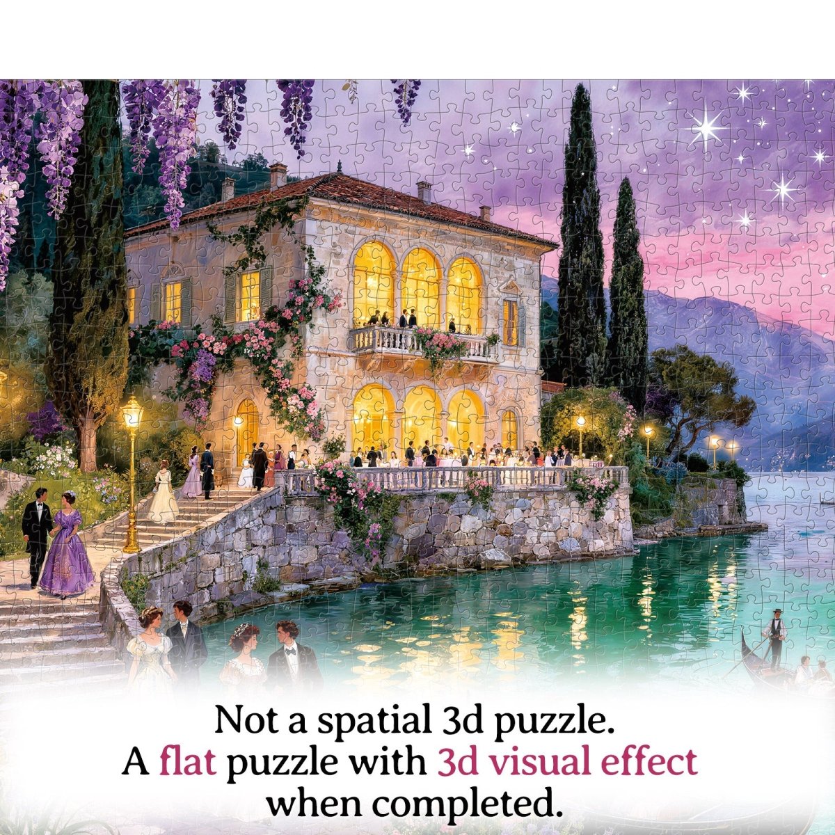 Artistic 1000 - Piece Cardboard Jigsaw Puzzle - Starlit Lakeside Ball - KAAYEE Puzzle