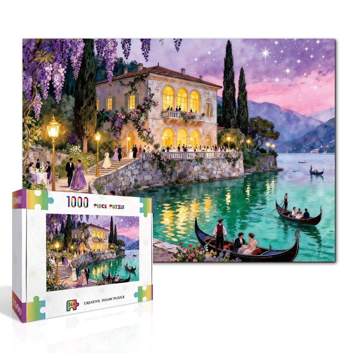 Artistic 1000 - Piece Cardboard Jigsaw Puzzle - Starlit Lakeside Ball - KAAYEE Puzzle