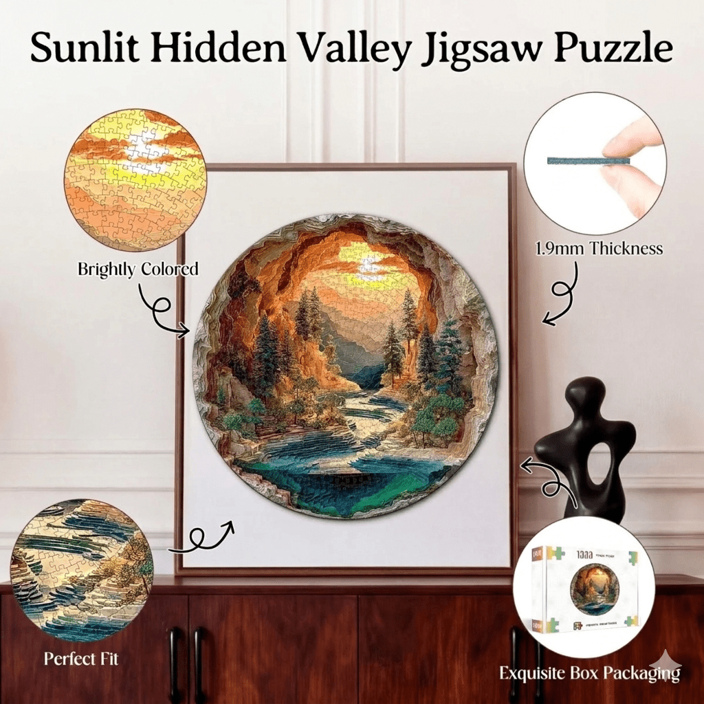 Artistic 1000 - Piece Cardboard Jigsaw Puzzle - Sunlit Hidden Valley - KAAYEE Puzzle
