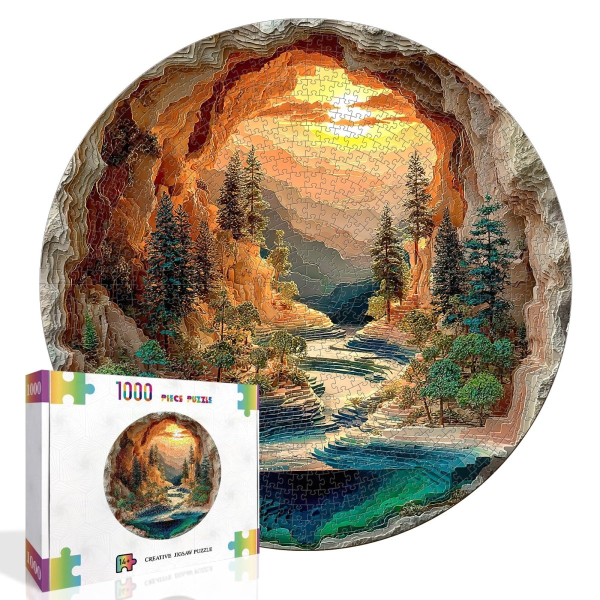 Artistic 1000 - Piece Cardboard Jigsaw Puzzle - Sunlit Hidden Valley - KAAYEE Puzzle