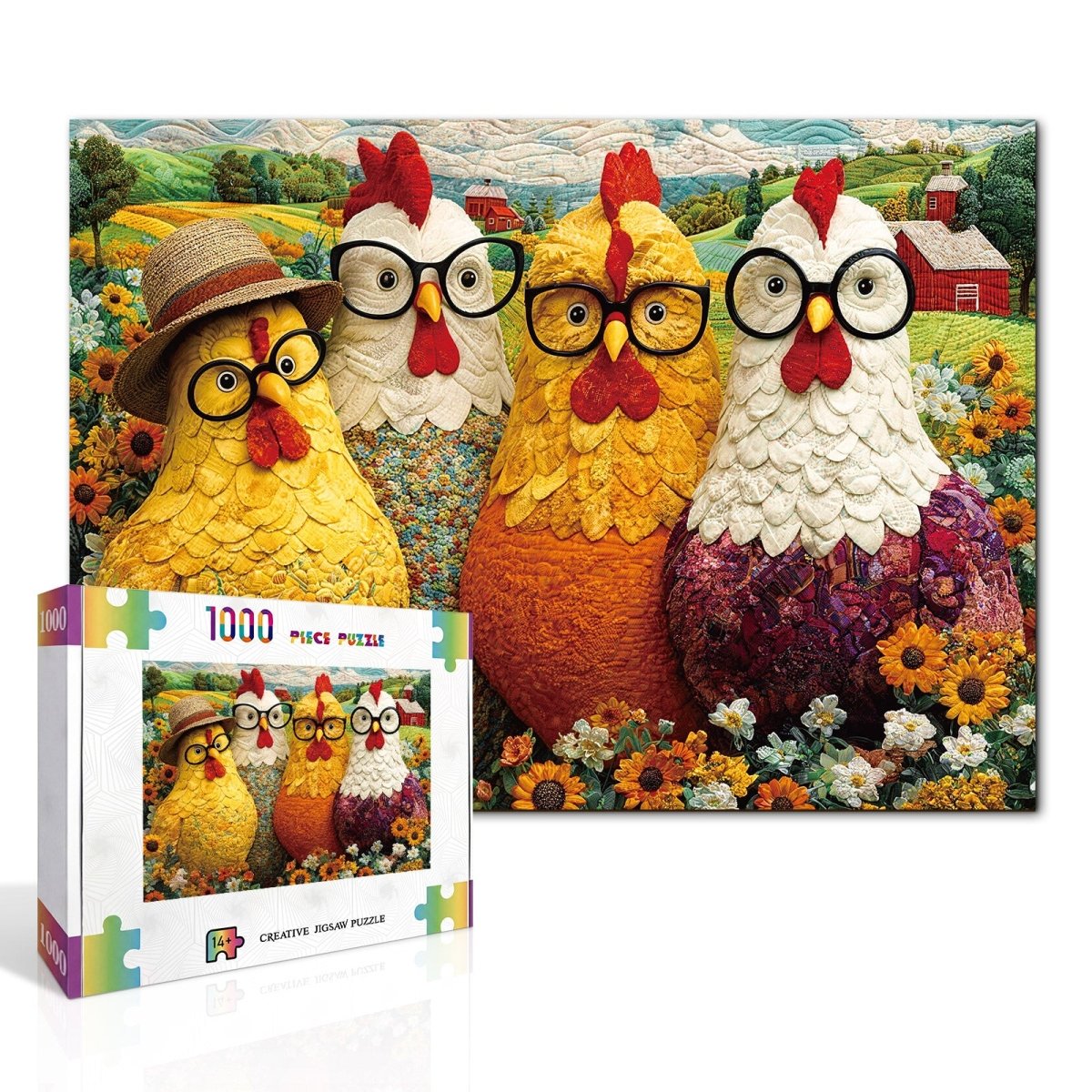 Artistic 1000 - Piece Cardboard Jigsaw Puzzle - The Floral Chicken Club - KAAYEE Puzzle