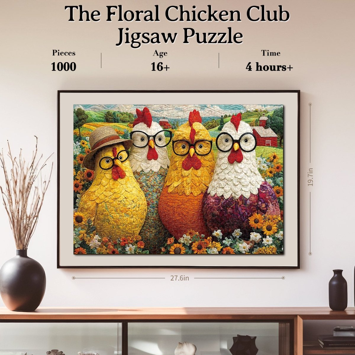 Artistic 1000 - Piece Cardboard Jigsaw Puzzle - The Floral Chicken Club - KAAYEE Puzzle