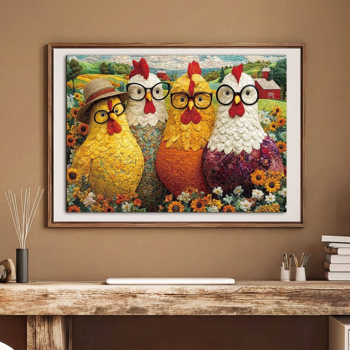 Artistic 1000 - Piece Cardboard Jigsaw Puzzle - The Floral Chicken Club - KAAYEE Puzzle