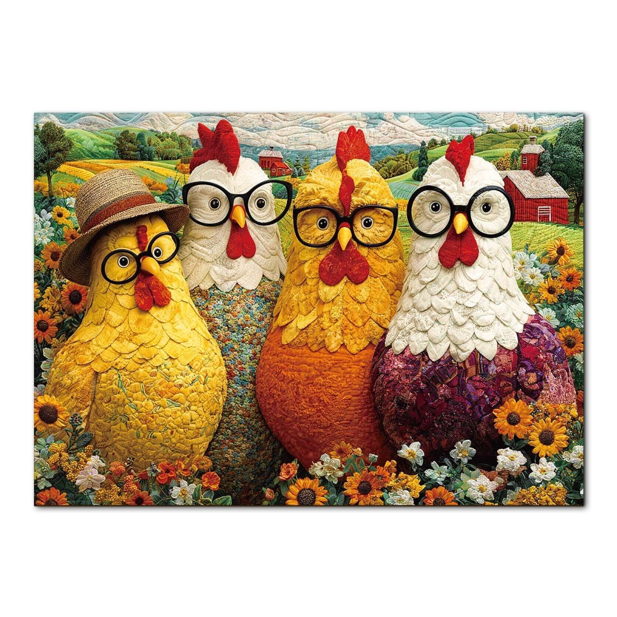 Artistic 1000 - Piece Cardboard Jigsaw Puzzle - The Floral Chicken Club - KAAYEE Puzzle