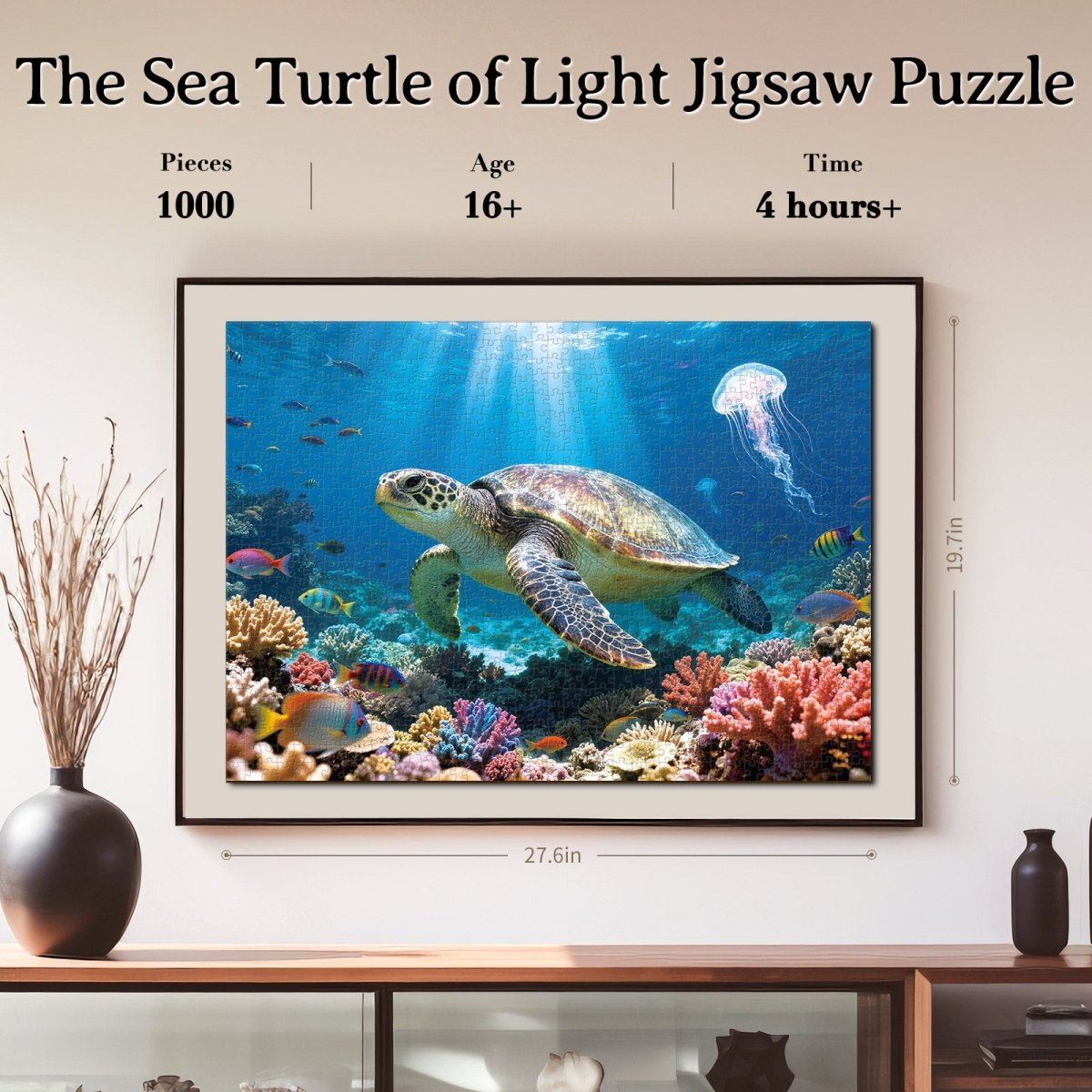 Artistic 1000 - Piece Cardboard Jigsaw Puzzle - The Sea Turtle of Light - KAAYEE Puzzle