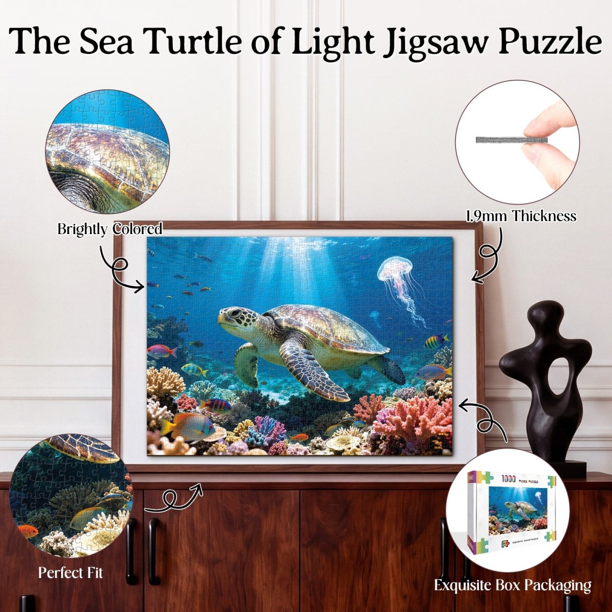 Artistic 1000 - Piece Cardboard Jigsaw Puzzle - The Sea Turtle of Light - KAAYEE Puzzle