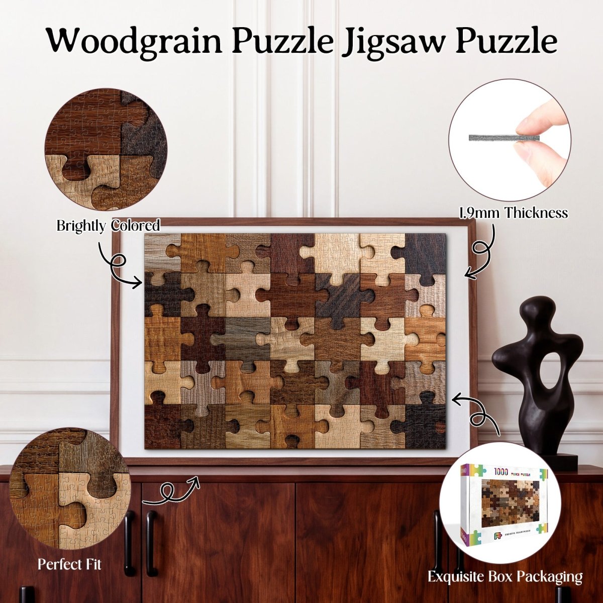 Artistic 1000 - Piece Cardboard Jigsaw Puzzle - Woodgrain Puzzle - KAAYEE Puzzle