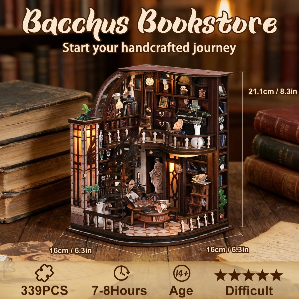 Bacchus Bookstore DIY Miniature House - KAAYEE Puzzle