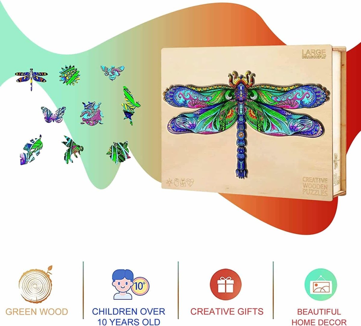 Big Dragonfly Wooden Jigsaw Puzzle - KAAYEE Puzzle