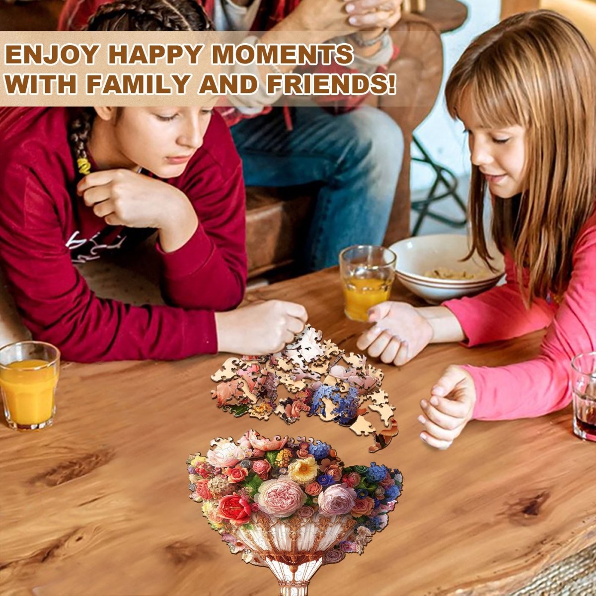 Bouquet Hot air Balloon Wooden Jigsaw Puzzle - KAAYEE Puzzle