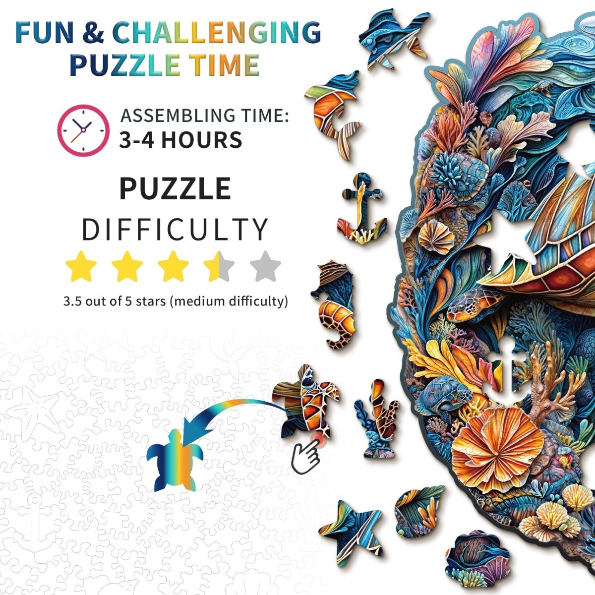 Brave Sea Turtle Wooden Jigsaw Puzzle - KAAYEE Puzzle