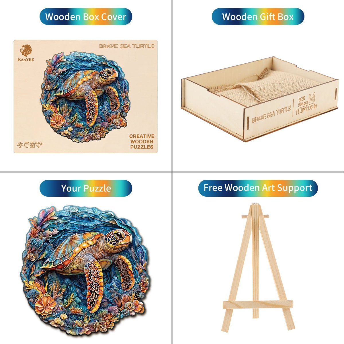 Brave Sea Turtle Wooden Jigsaw Puzzle - KAAYEE Puzzle