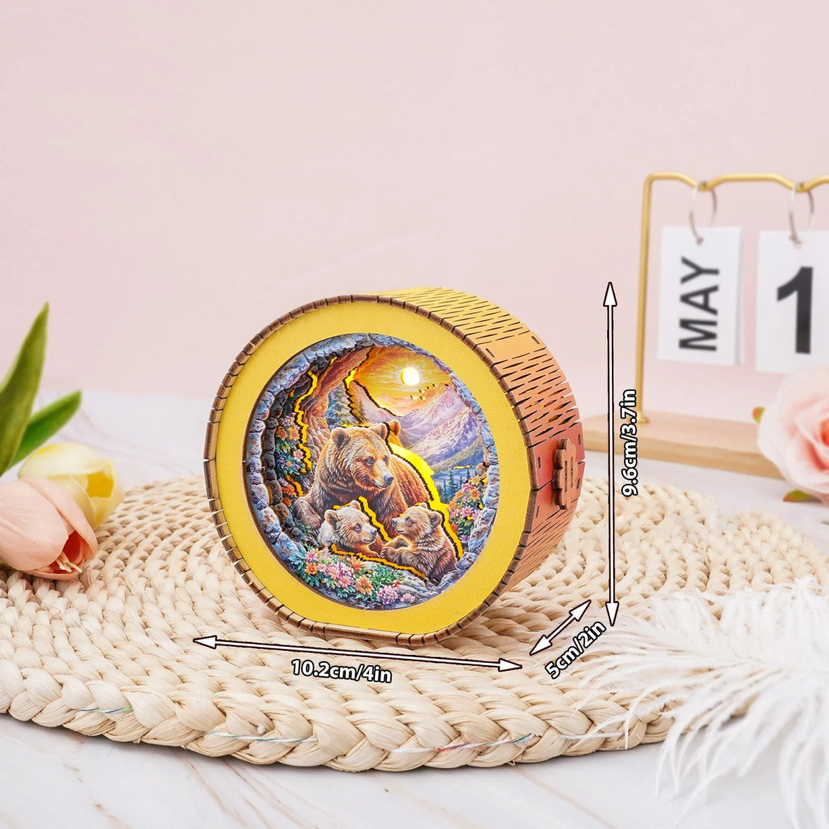 Brown Bear Family Night Light - KAAYEE Puzzle