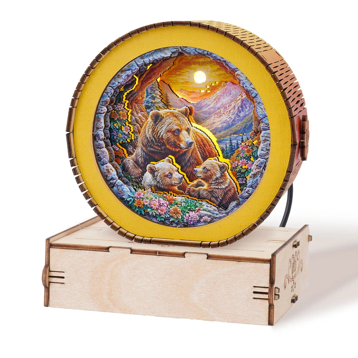 Brown Bear Family Night Light - KAAYEE Puzzle