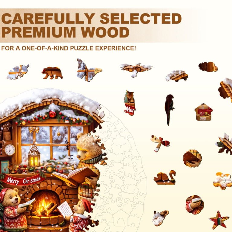 Brown Bear House Wooden Jigsaw Puzzle - KAAYEE Puzzle