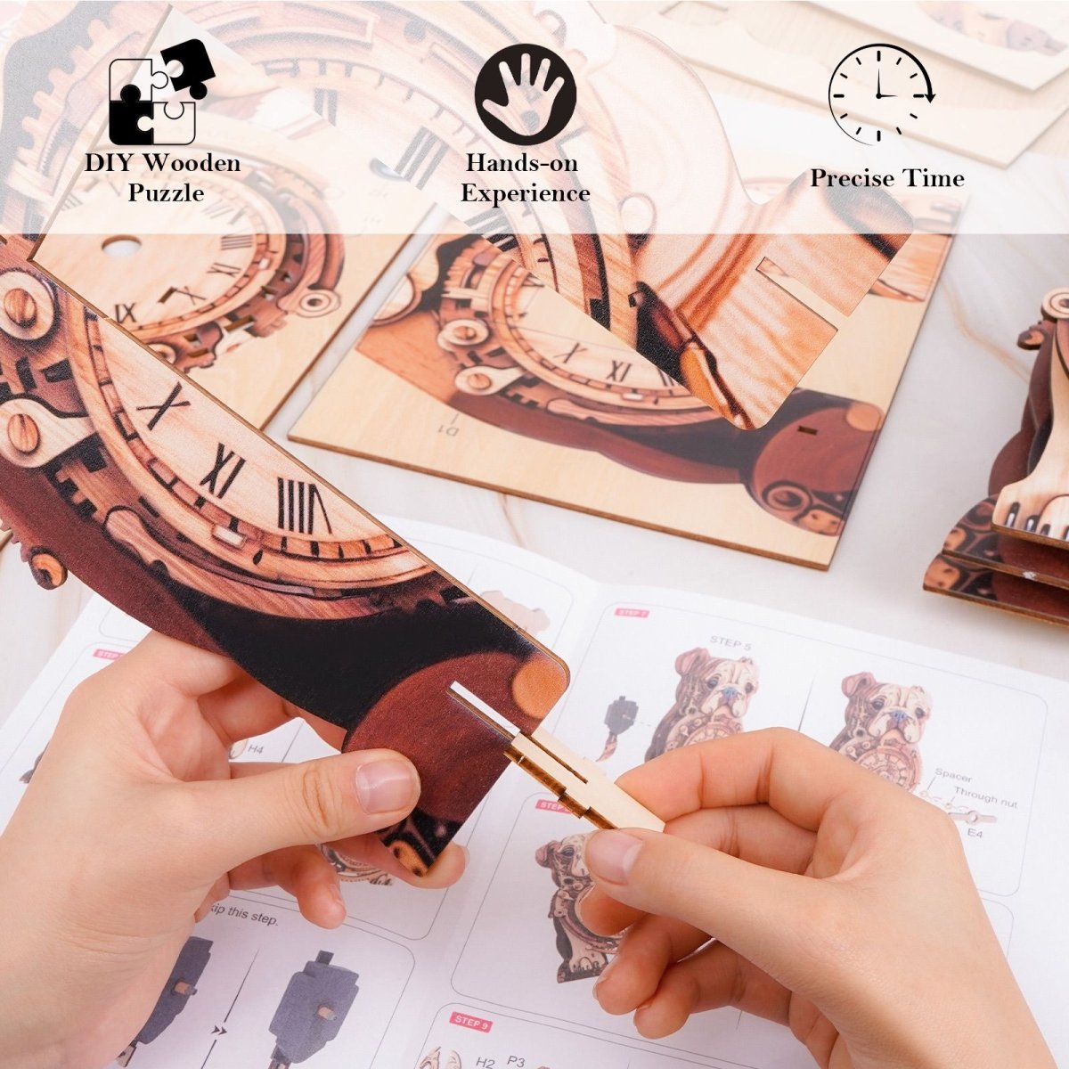 Bulldog Clock DIY Wooden Puzzle - KAAYEE Puzzle