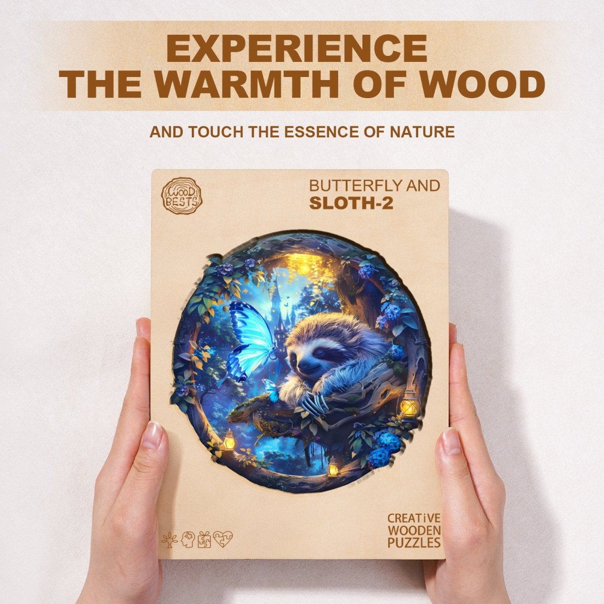 Butterfly and Sloth - 2 Wooden Jigsaw Puzzle - KAAYEE Puzzle