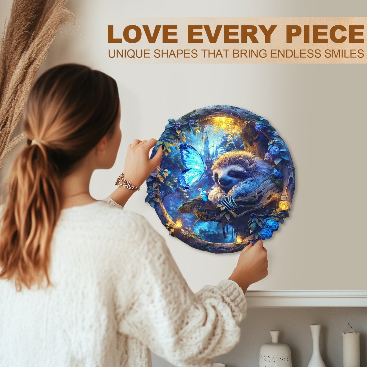 Butterfly and Sloth - 2 Wooden Jigsaw Puzzle - KAAYEE Puzzle