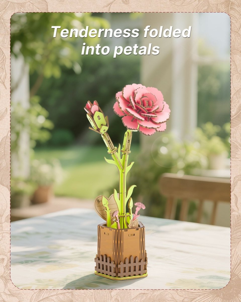 Carnation DIY Wooden Flower - KAAYEE Puzzle