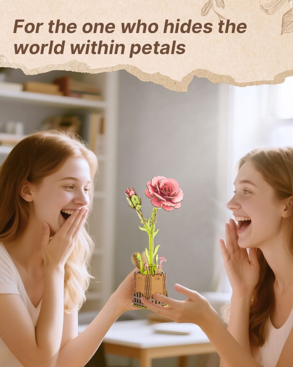 Carnation DIY Wooden Flower - KAAYEE Puzzle