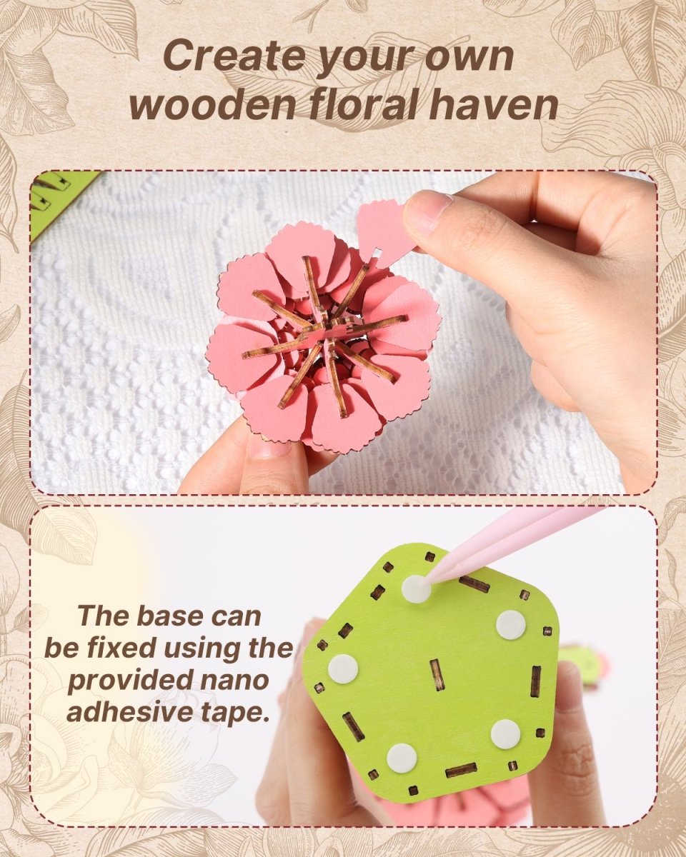 Carnation DIY Wooden Flower - KAAYEE Puzzle