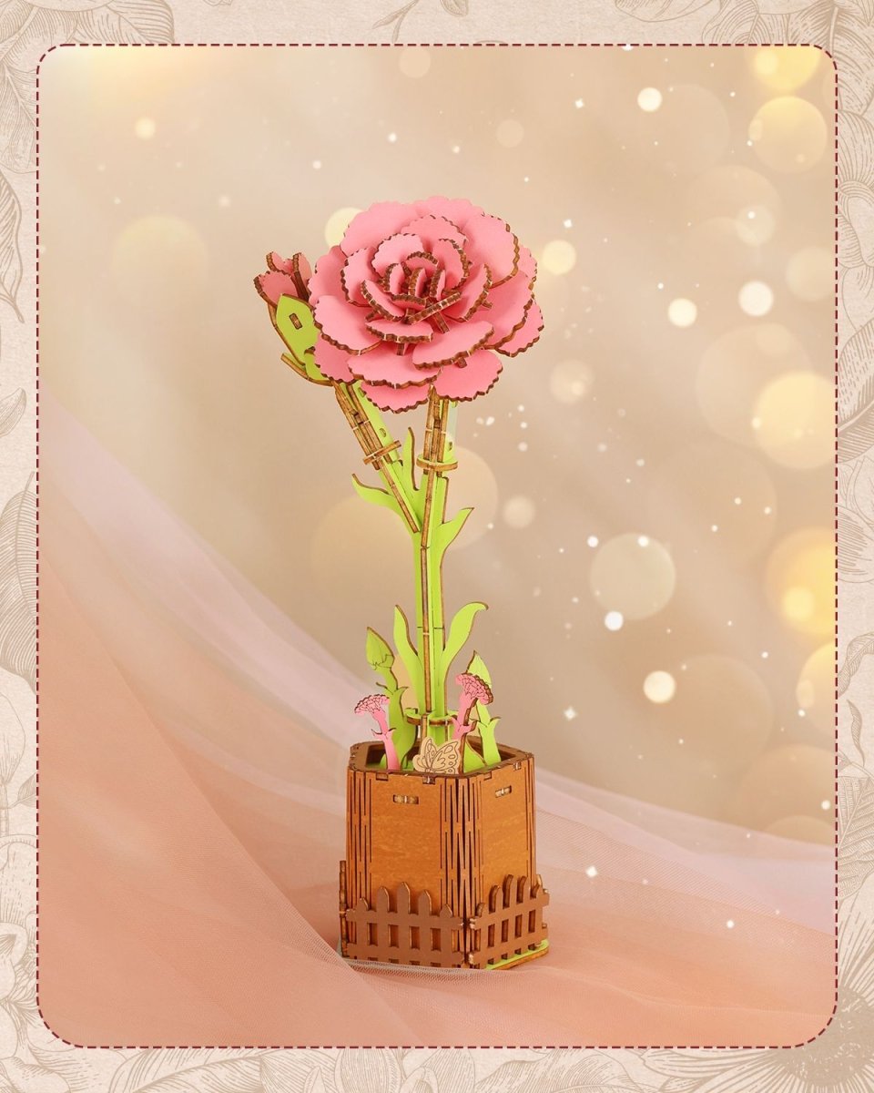 Carnation DIY Wooden Flower - KAAYEE Puzzle