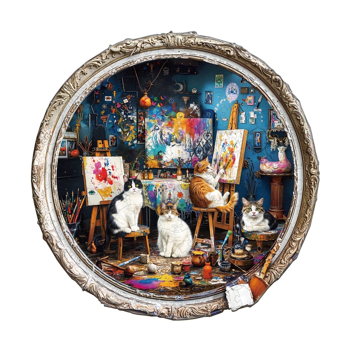 Cat Art Studio Wooden Jigsaw Puzzle - KAAYEE Puzzle