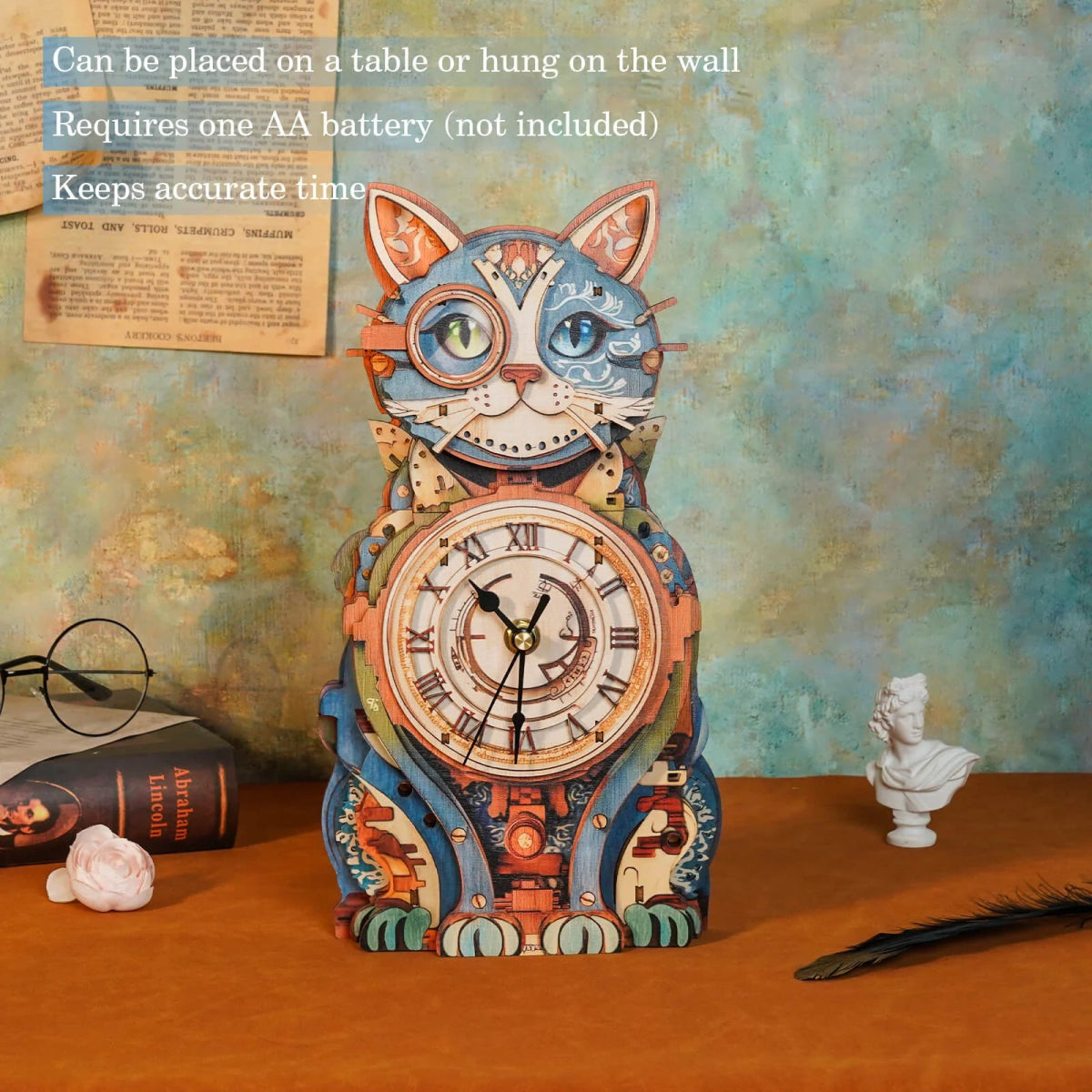 Cat Detective Wooden Clock Kit - KAAYEE Puzzle