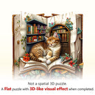 Cat in the book Wooden Jigsaw Puzzle - KAAYEE Puzzle