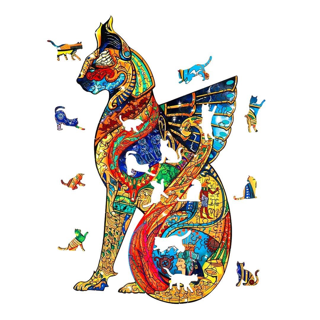 CAT STATUE Wooden Jigsaw Puzzle - KAAYEE Puzzle