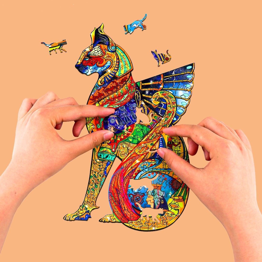 CAT STATUE Wooden Jigsaw Puzzle - KAAYEE Puzzle