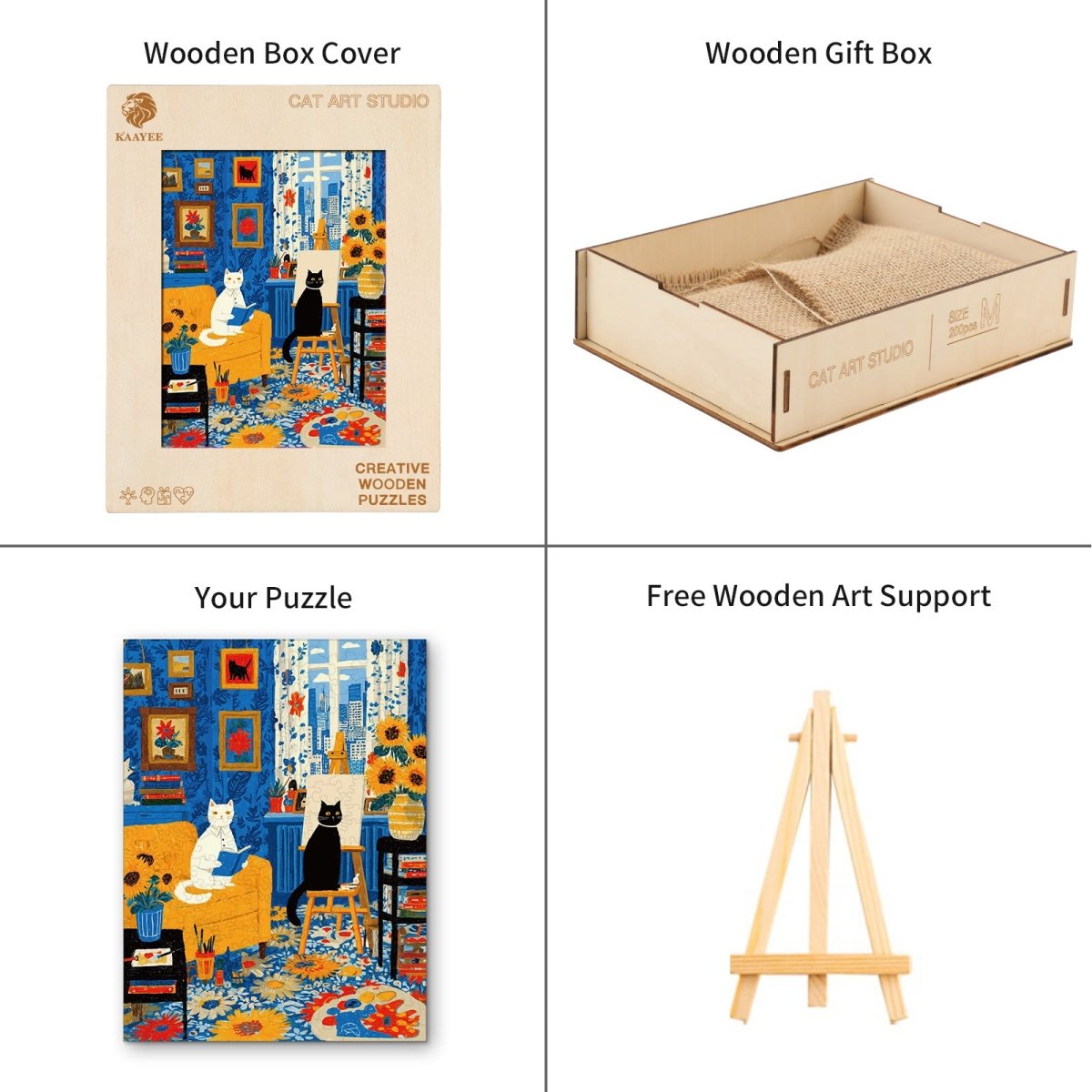 Cats Art Studio Wooden Jigsaw Puzzle - KAAYEE Puzzle