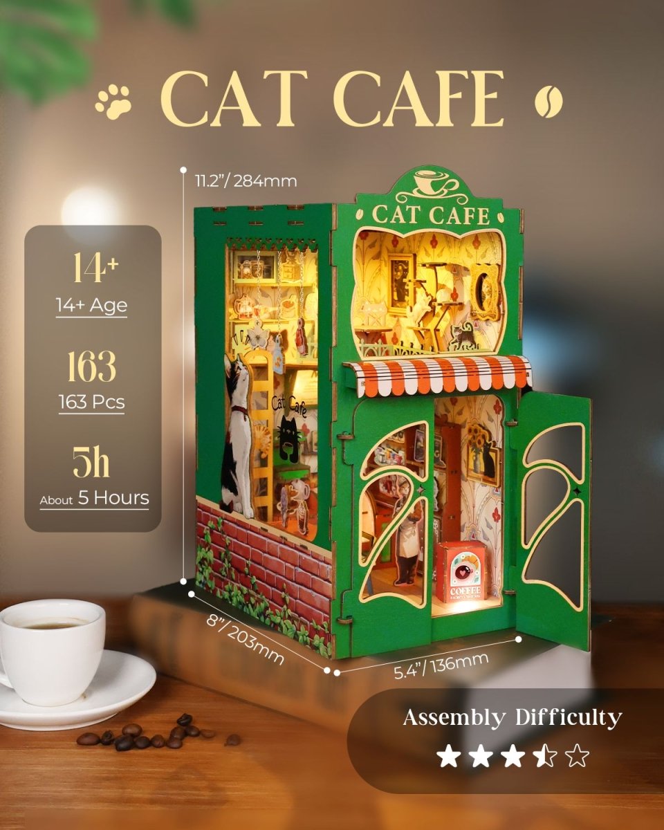 Cat's Coffee House Book Nook Kit - KAAYEE Puzzle