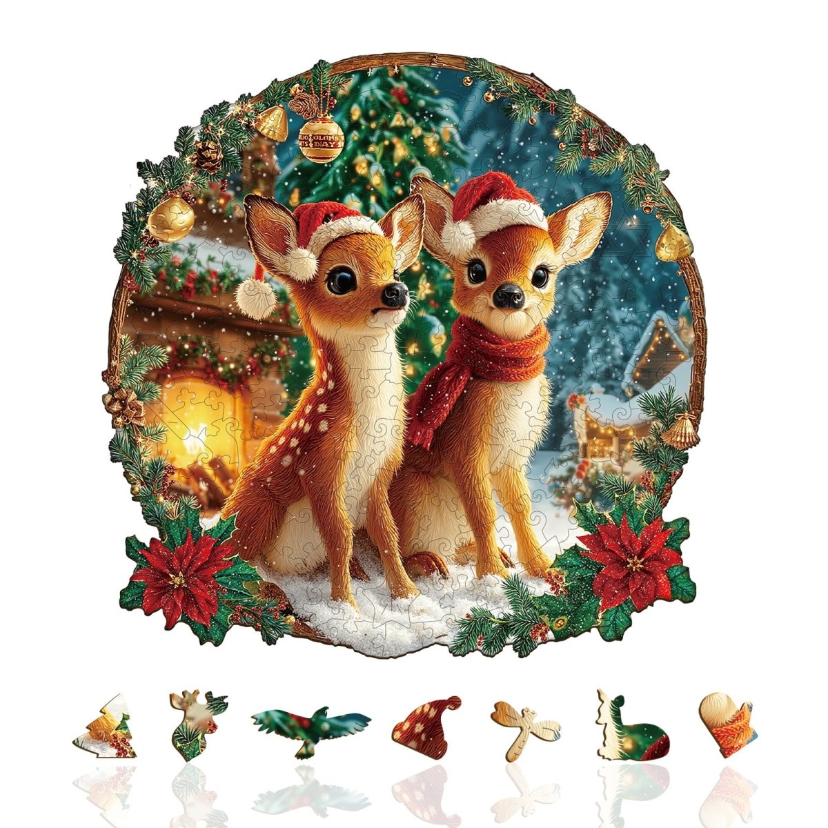 Christmas Deer Combination Wooden Jigsaw Puzzle - KAAYEE Puzzle