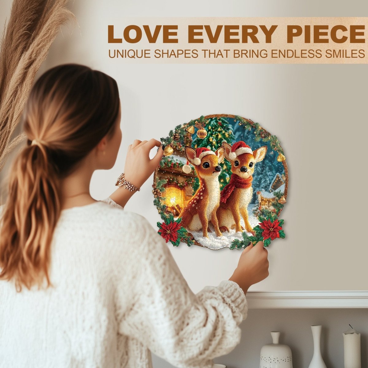 Christmas Deer Combination Wooden Jigsaw Puzzle - KAAYEE Puzzle