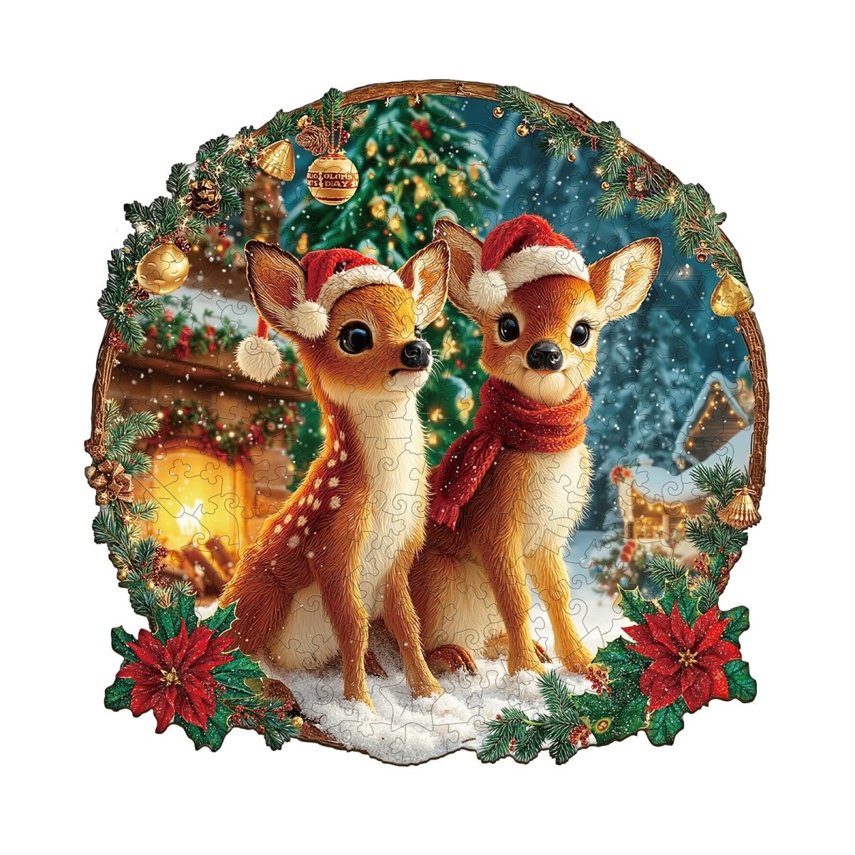 Christmas Deer Combination Wooden Jigsaw Puzzle - KAAYEE Puzzle