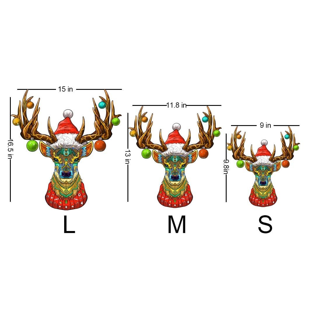 CHRISTMAS ELK Wooden Jigsaw Puzzle - KAAYEE Puzzle